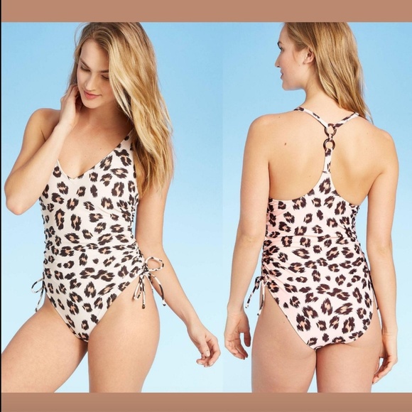 NEW $35 Kona Sol Animal Print Tortoise Ring One Piece Swimsuit [ Small ] #3349‎ - Picture 1 of 12